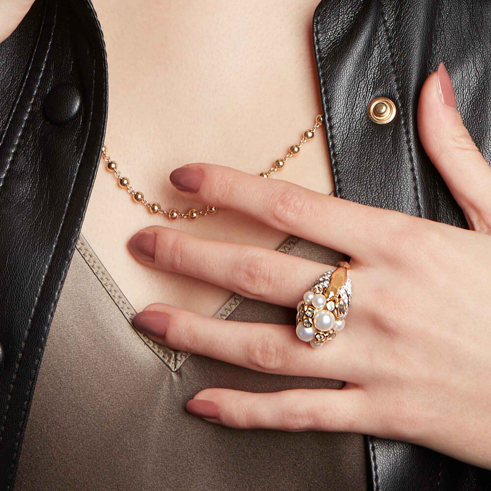 18ct Gold Pearl Diamond Lovebirds Ring | Annoushka jewelley